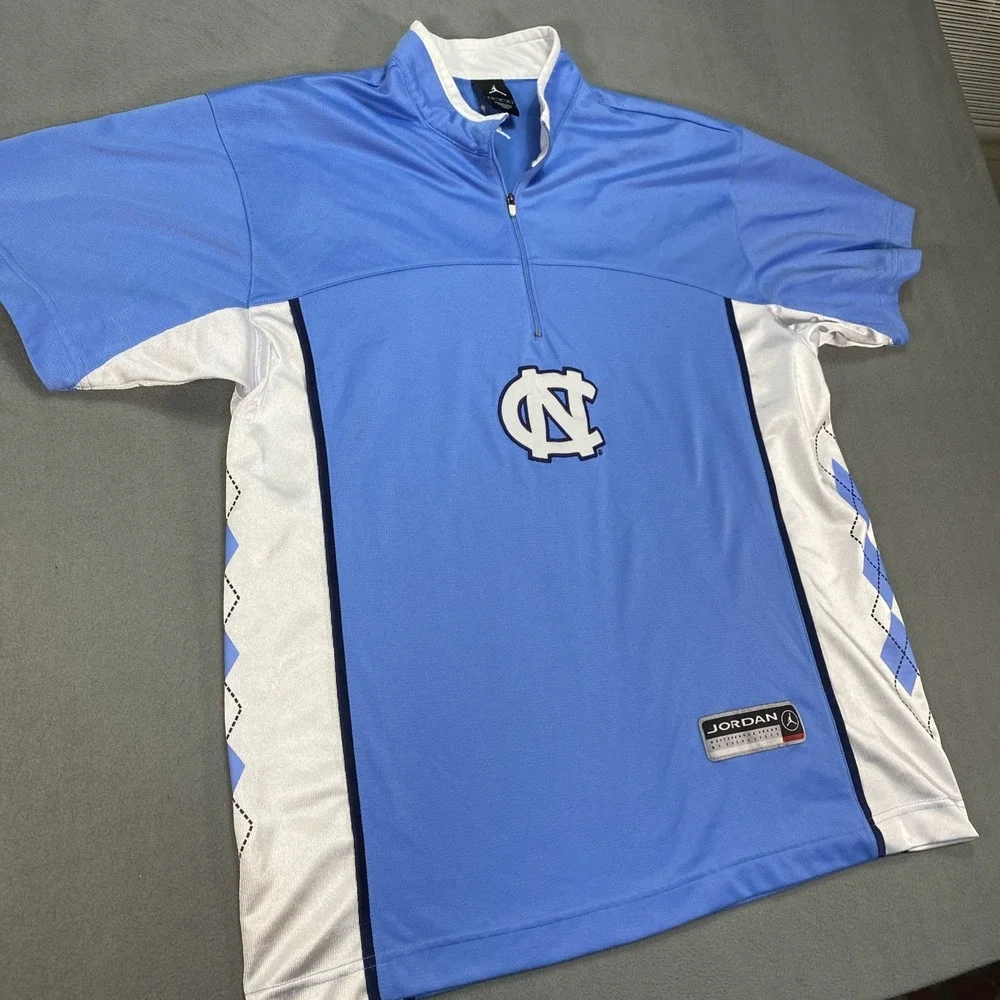 Vintage Jordan UNC Tarheels Mens Medium /4 Zip Warm Up Shooting Shirt Basketball